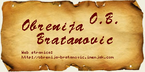 Obrenija Bratanović vizit kartica